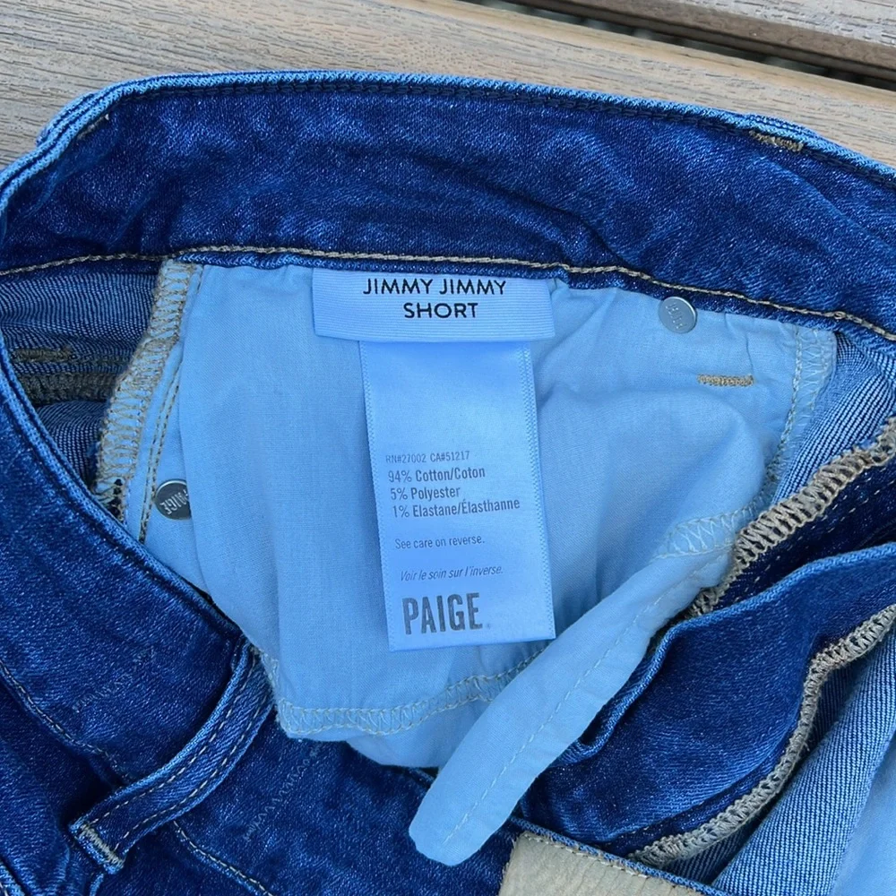 Paige Jimmy Jimmy Short Raw Hem Cuff Retro 2000s Denim Shorts Mid Rise Relaxed